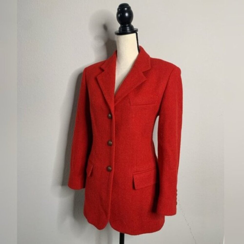 Valentini Red Wool Vintage Single Breasted Blazer - Picture 5 of 15